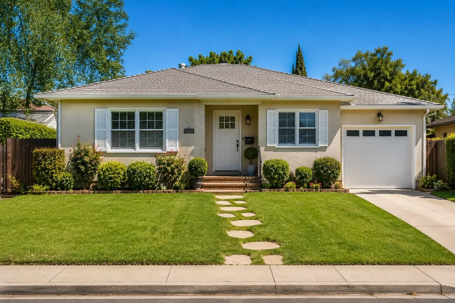 Original single-story home exterior, highlighting the compact footprint and limited spatial expansion options on the lot