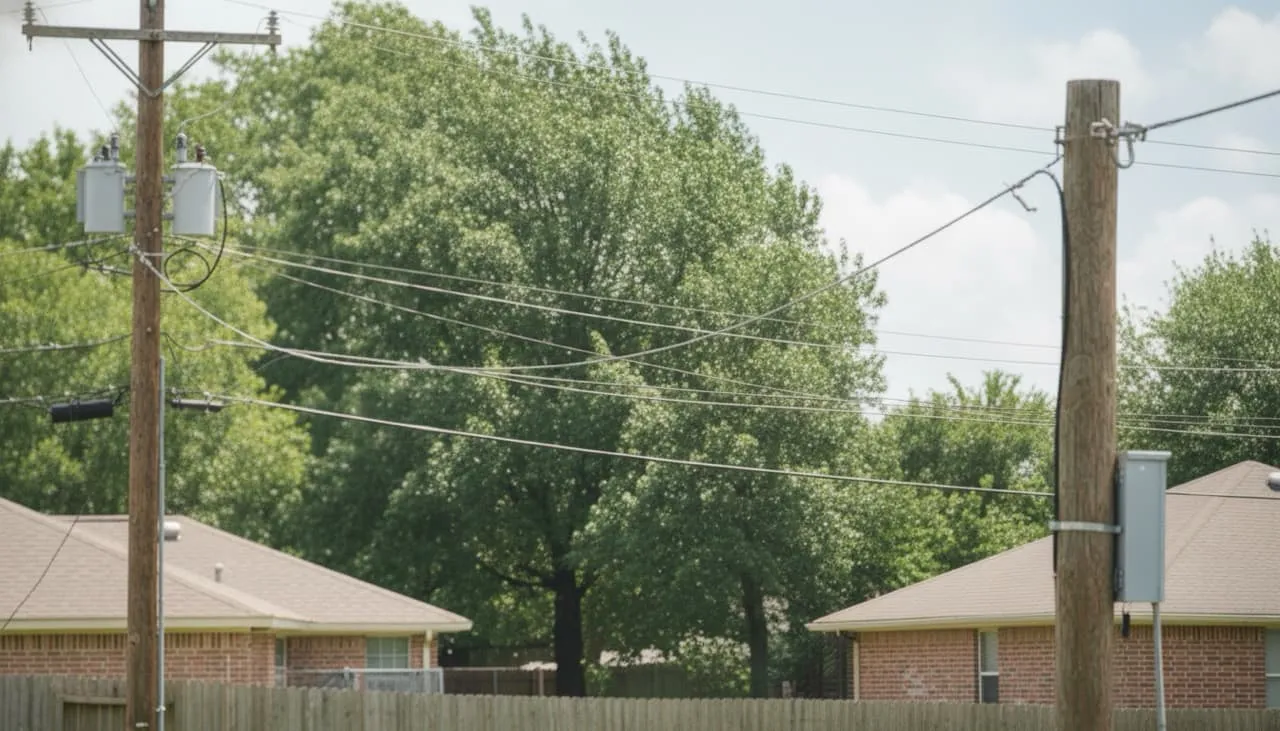 Clear unobstructed 10-foot air corridor from the home's roof masthead connection to the municipal utility pole after tree trimming on January 31, 2026